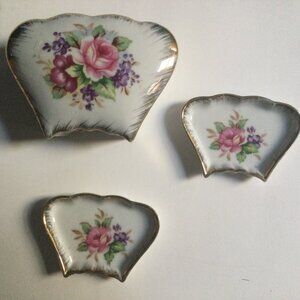 Shafford Japanese hand painted porcelain trinket box lid jar with 2 trinket dish